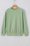 Smoke Green Plain Drop Shoulder Crewneck Pullover Sweatshirt