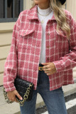 Plaid Pockets Button Up Coat