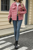 Plaid Pockets Button Up Coat