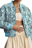 Floral Print Short Zipper Jacket 