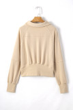 Parchment Quarter Zip Stand Neck Kangaroo Pocket Sweatshirt