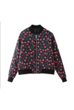 Floral Print Short Zipper Jacket 