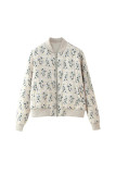 Floral Print Short Zipper Jacket 