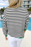 Black Striped Contrast Edge Long Sleeve Top