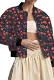 Floral Print Short Zipper Jacket 