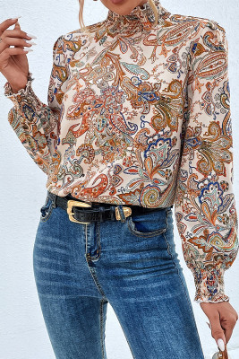 Paisley Print Puff Sleeves Top 