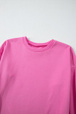 Bonbon Solid O Neck High Low Hem Pullover Sweatshirt