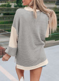 Khaki Textured Colorblock Collared Henley Top