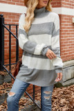 Turtleneck Colorblock Knitting Sweater 