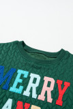 Blackish Green Merry And Bright Cable Knit Pullover Sweatshirt