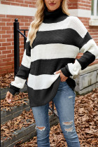 Turtleneck Colorblock Knitting Sweater 