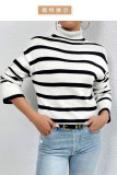 Stripes Knitting Turtleneck Sweater 