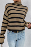 Stripes Knitting Turtleneck Sweater 