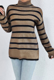 Stripes Knitting Turtleneck Sweater 