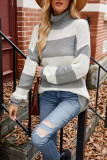 Turtleneck Colorblock Knitting Sweater 