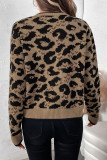 Leopard Bowknot Front Open Cardigan 