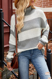 Turtleneck Colorblock Knitting Sweater 