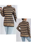 Stripes Knitting Turtleneck Sweater 