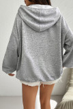 Grey US Flag Print Kangaroo Pockets Hoodie 