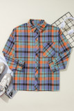 Orange Plus Size Plaid Print Buttoned Shirt