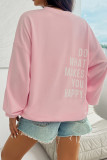 Pink Letter Print Sweatshirt 