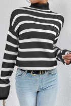 Stripes Knitting Turtleneck Sweater 