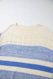 Light Blue Open Stitch Puff Sleeve Sweater