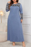 Blue Plus Size Maxi Dress 
