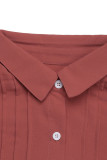Red Smocked Button Up Shirt 
