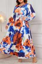 Tie Dye Plus Size V Neck Dress 