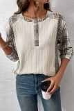 Raglan Plaid Sleeves Top 