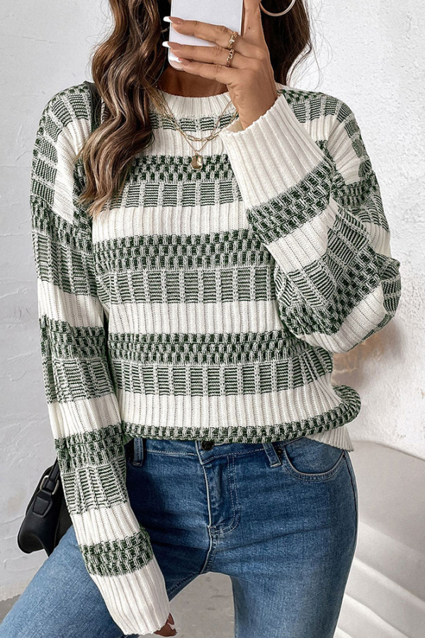 Green Colorblock Sweater 