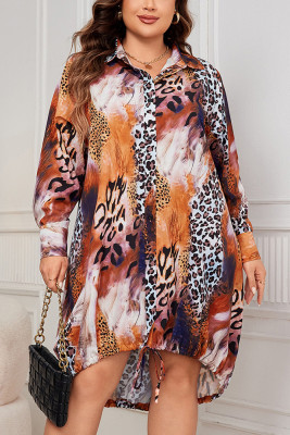 Leopard Plus Size Shirt Dress 