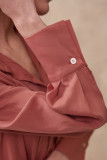 Red Smocked Button Up Shirt 
