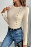 Apricot One Piece Ribbed Knitting Bodysuit 