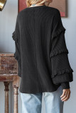 Solid Color Ruffle Lantern Sleeves Top 