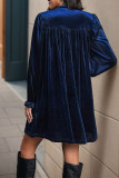 V Neck Smocked Velvet Dress 