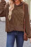 Ribbed Knitting Hooded Sweatshirt