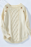 Solid Color Button Knitting Sweater 