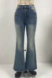 Blue DIstressed Flare Jeans 