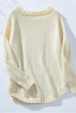 Solid Color Button Knitting Sweater 