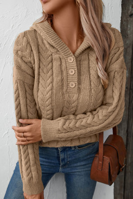 Cable Knit Hooded Sweater 