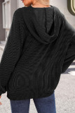 Ribbed Knitting Hooded Sweatshirt
