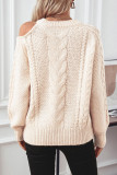 Drop Shoulder Cable Knitting Sweater 