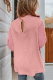 Gossamer Pink Swiss Dot Balloon Sleeve Loose Blouse