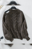 Drop Shoulder Cable Knitting Sweater 