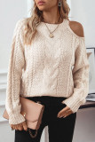 Drop Shoulder Cable Knitting Sweater 