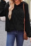Ribbed Knitting Hooded Sweatshirt