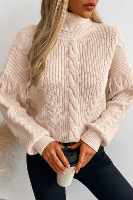 Turtleneck Tassel Kniting Sweater 