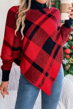 Plaid Irregular Sweater Cape 